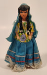 Vintage Composition & Hand Painted Mexican Folk Art 7" Plastic Toy Doll on Wood Base