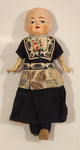 Vintage 1930s Composition Dutch Girl in Black Dress 7" Celluloid Toy Doll with Wood Shoes