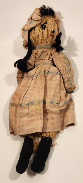 Antique Primitive Wara Ningyo Japanese Braided Straw 11" Toy Voodoo Rag Doll