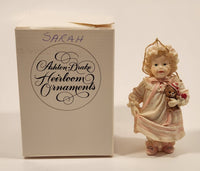 1993 Ashton Drake Heirloom Ornaments Sarah with Brown Teddy Bear Porcelain Figurine by Yolanda Bello
