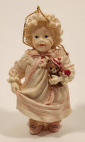 1993 Ashton Drake Heirloom Ornaments Sarah with Brown Teddy Bear Porcelain Figurine by Yolanda Bello