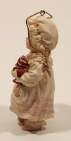 1993 Ashton Drake Heirloom Ornaments Sarah with Brown Teddy Bear Porcelain Figurine by Yolanda Bello