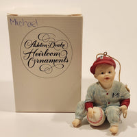 1993 Ashton Drake Heirloom Ornaments Michael in Baseball Uniform Porcelain Figurine by Yolanda Bello