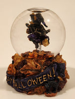 2001 Boyds Bear & Friends The Bearstone Collection Halloween Tabitha's Ride Batty Flight Resin Snow Globe #393006