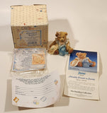 1993 Enesco Cherished Teddies 914800 "Planting the Seed of Friendship" June June Bear Resin Figurine New in Box