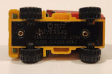 Vintage 1977 Universal Associated Co. Ltd. Dump Truck Green Red Yellow Pressed Steel and Plastic Toy Car Vehicle Made in Hong Kong