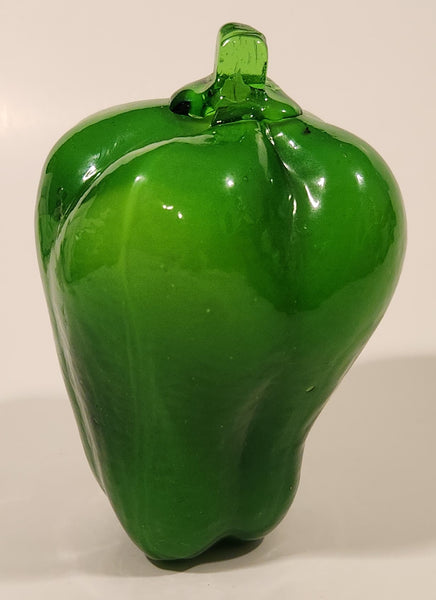 Vintage Art Glass Vegetable Green Bell Pepper 5" Tall Ornament