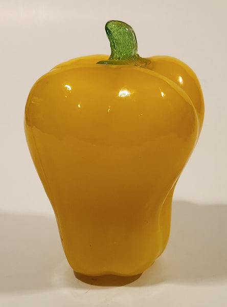 Vintage Art Glass Vegetable Yellow Bell Pepper 5" Tall Ornament