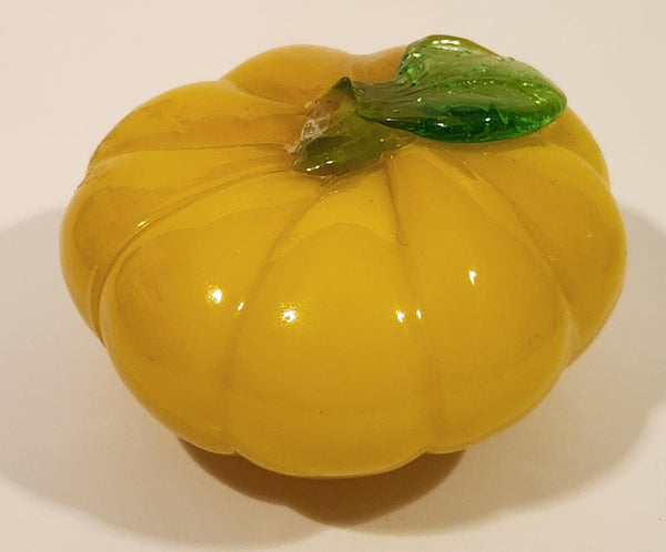 Vintage Art Glass Fruit Yellow Squash 2 1/2" Tall Ornament Has Chip