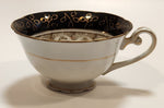 Vintage Occupied Japan Multi Color Flower Pattern with Dark Blue and Gold Decor Bone China Tea Cup
