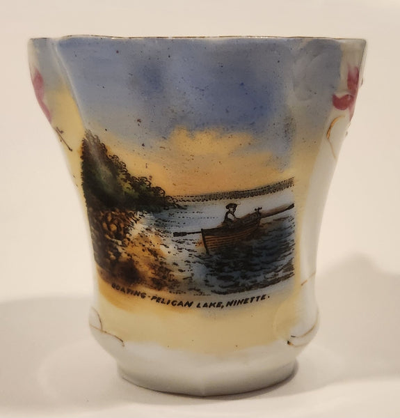 Vintage Royal Crown Viola Bavaria Boating Pelican Lake Ninette Manitoba Fishing Tea Cup Made in Germany