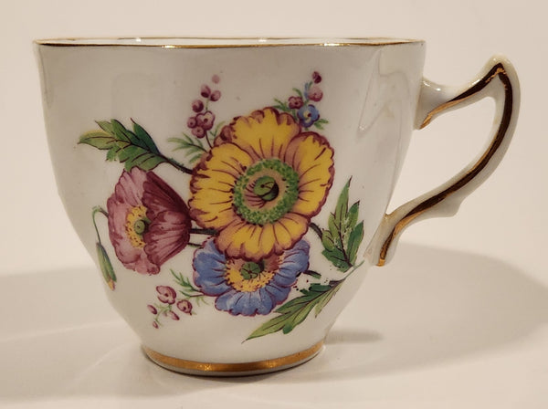 Vintage Clare Yellow Pink Blue Floral Pattern Bone China Tea Cup Made in England