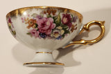 Vintage Shafford Hand Decorated Pink Flowers Gold Trim Bone China Tea Cup Made in Japan