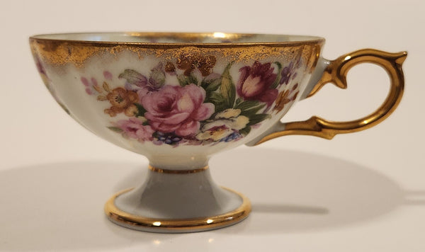Vintage Shafford Hand Decorated Pink Flowers Gold Trim Bone China Tea Cup Made in Japan