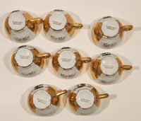 Antique Victorian 24K Gold Porcelain Tea Pot Sugar Bowl Creamer and 8 Tea Cup Saucer Set