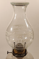 Antique Queen Ann Home Sweet Home Red Flower Decor Milk Glass and Blue Glass 18" Tall Oil Lamp