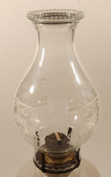 Antique Queen Ann Home Sweet Home Red Flower Decor Milk Glass and Blue Glass 18" Tall Oil Lamp