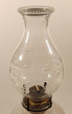 Antique Queen Ann Home Sweet Home Red Flower Decor Milk Glass and Blue Glass 18" Tall Oil Lamp