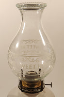 Antique Queen Ann Home Sweet Home Red Flower Decor Milk Glass and Blue Glass 18" Tall Oil Lamp