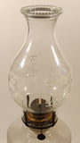 Antique Queen Ann Home Sweet Home Red Flower Decor Milk Glass and Blue Glass 18" Tall Oil Lamp