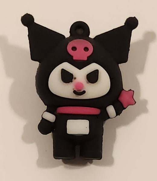Sanrio Hello Kitty Kuromi 1 3/8" Tall Rubber Toy Figure Keychain Charm
