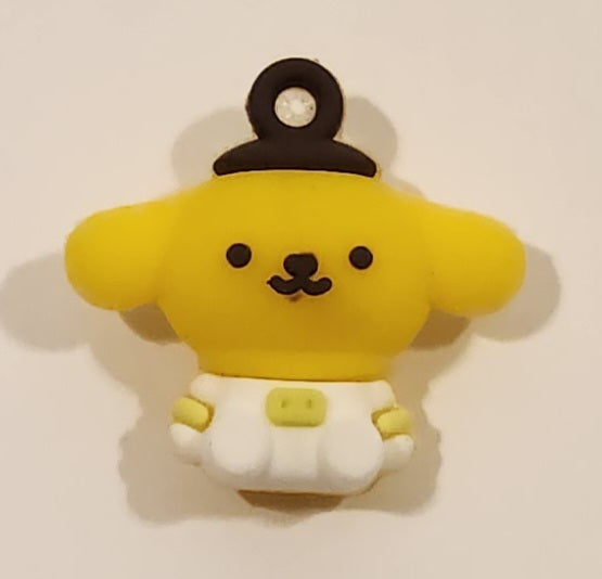 Sanrio Hello Kitty Pompompurin White Clothes 1" Tall Rubber Toy Figure Keychain Charm