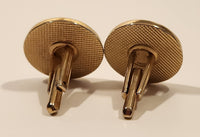 Big Horn Sheep Ram Standing on Cliff Red Background Gold Tone Cufflinks