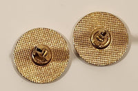 Big Horn Sheep Ram Standing on Cliff Red Background Gold Tone Cufflinks