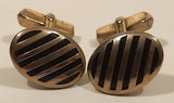 Vintage Swank Blue Gem Striped Silver Tone Cufflinks