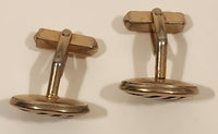 Vintage Swank Blue Gem Striped Silver Tone Cufflinks