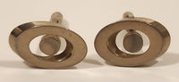 Vintage Eye Shaped Silver Tone Cufflinks