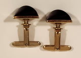Vintage Hickok U.S.A. Red Ruby Lucite Rectangular Shaped Gold Tone Cufflinks