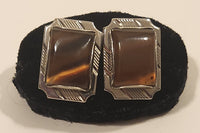 Vintage Tigers Eye Silver Tone Cufflinks