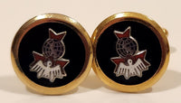 Vintage Knights of Columbus 4th Degree Enamel Gold Tone Cufflinks Set and Tie Stud