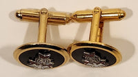 Vintage Knights of Columbus 4th Degree Enamel Gold Tone Cufflinks Set and Tie Stud