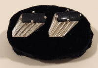 Vintage Sparkling Galaxy Sandstone Gem Art Deco Wings Silver Tone Cufflinks