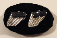 Vintage Sparkling Galaxy Sandstone Gem Art Deco Wings Silver Tone Cufflinks