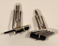 Vintage Sparkling Galaxy Sandstone Gem Art Deco Wings Silver Tone Cufflinks