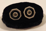 Antique Edwardian Black Enamel Rhinestone Octagonal Shaped Silver Tone Cufflinks