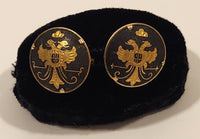 Vintage Gold Double Headed Eagle Black Gold Tone Cufflinks