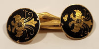 Vintage Gold Double Headed Eagle Black Gold Tone Cufflinks