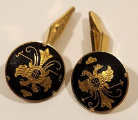 Vintage Gold Double Headed Eagle Black Gold Tone Cufflinks