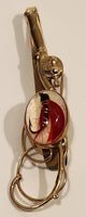 Vintage Anson Fly Fishing Red Fly Glass Gold Tone Cufflinks and Tie Clip Set
