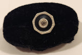 Antique Edwardian Black Enamel Rhinestone Octagonal Shaped Silver Tone Cufflink (Single)