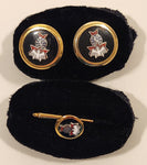 Vintage Knights of Columbus 4th Degree Enamel Gold Tone Cufflinks Set and Tie Stud