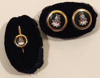 Vintage Knights of Columbus 4th Degree Enamel Gold Tone Cufflinks Set and Tie Stud