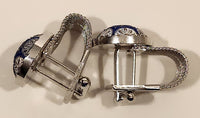 Vintage 1970s Envoy Blue Green White Concho Silver Tone Mesh Wrap Cufflinks