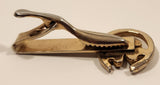 Vintage Horse Shoe with Black Enamel 4 Leaf Clover Gold Tone Tie Clip