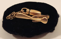 Vintage Hickok U.S.A. Gold Tone Metal Tie Bar Clip with Chain