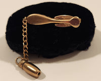 Vintage Hickok U.S.A. Gold Tone Metal Tie Bar Clip with Chain